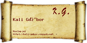 Kali Gábor névjegykártya