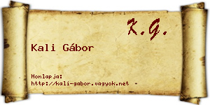 Kali Gábor névjegykártya